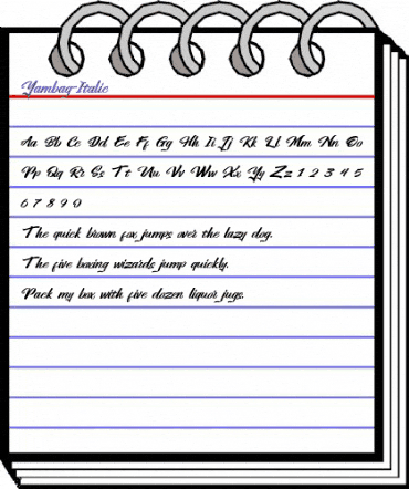Yambag Italic animated font preview Yambag Italic animated font preview