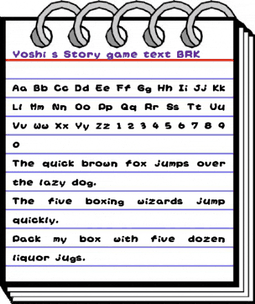 Yoshi's Story game text BRK Regular animated font preview
