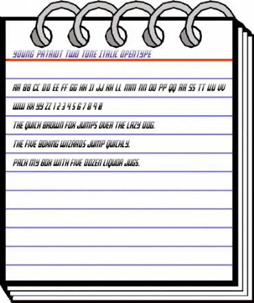 Young Patriot Two-Tone Italic Italic animated font preview