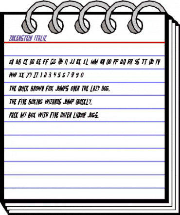 Zakenstein Italic Italic animated font preview Zakenstein Italic Italic animated font preview