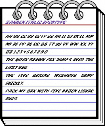 Zanden Italic Regular animated font preview