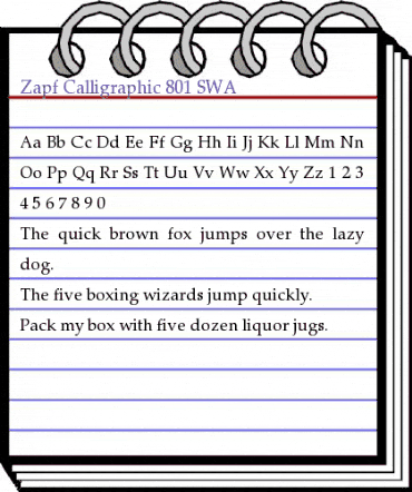 Zapf Calligraphic 801 SWA Roman animated font preview