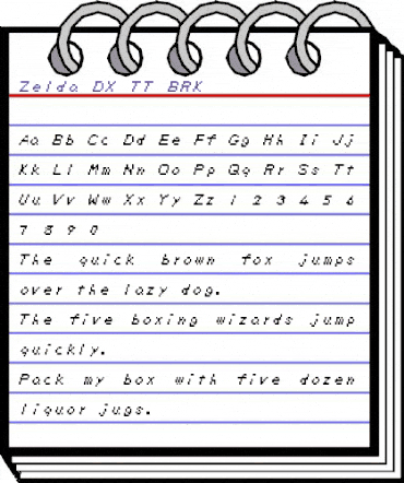 Zelda DX TT BRK Regular animated font preview