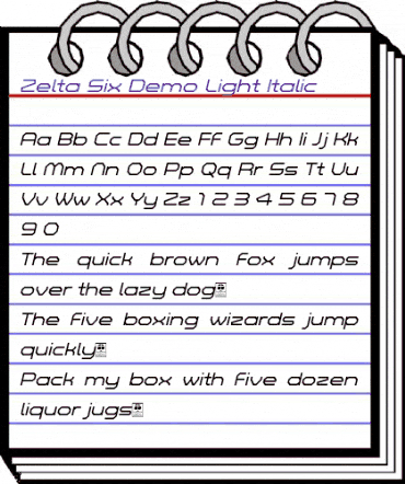 Zelta-Six Demo Light Italic animated font preview