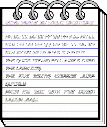 Zero Prime 3D Italic Italic animated font preview