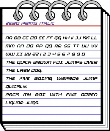 Zero Prime Italic Italic animated font preview Zero Prime Italic Italic animated font preview