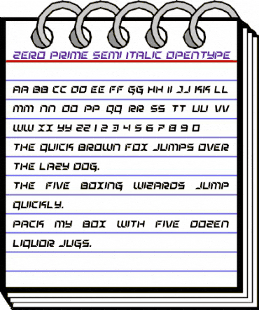 Zero Prime Semi-Italic Semi-Italic animated font preview
