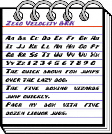 Zero Velocity (BRK) Regular animated font preview
