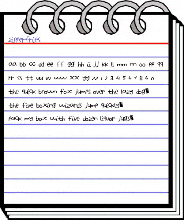 ZipperFries Regular animated font preview
