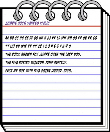 Zombie Guts Yanked Italic animated font preview Zombie Guts Yanked Italic animated font preview