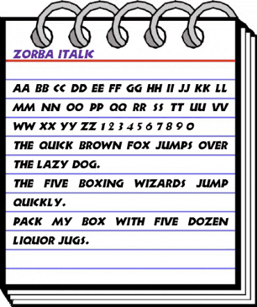 Zorba Italic animated font preview Zorba Italic animated font preview