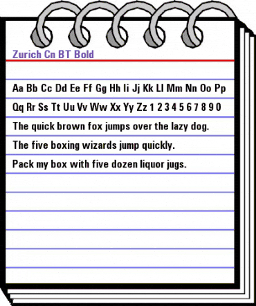 Zurich Cn BT Bold animated font preview