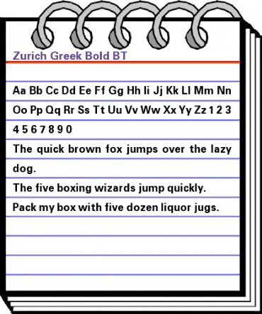 ZurichGreek BT Bold animated font preview ZurichGreek BT Bold animated font preview